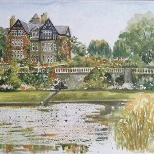 Unframed - stately home and garden - watercolour
