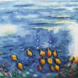 Unframed - Shoal of fish - watercolour