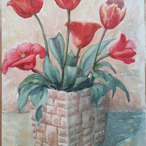 Unframed - Red Tulips - watercolour