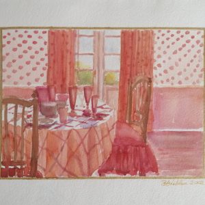 Mounted - table setting - watercolour