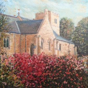 Unframed - St Mary's church from the rear - oil painting