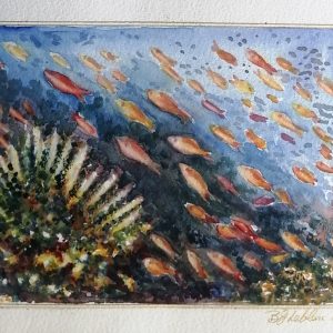 Unframed - shoal of fish  - watercolour