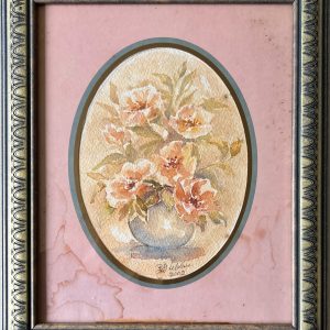 Framed - orange flowers - watercolour