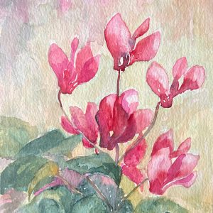 Framed - red flowers - watercolour