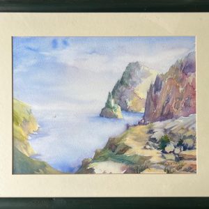 Framed - rocky coast - watercolour